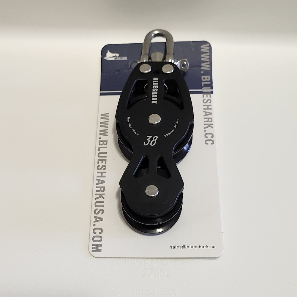 Blue Shark 2253 Sailing Pulley Block 38mm Single Fiddle Swivel NEW